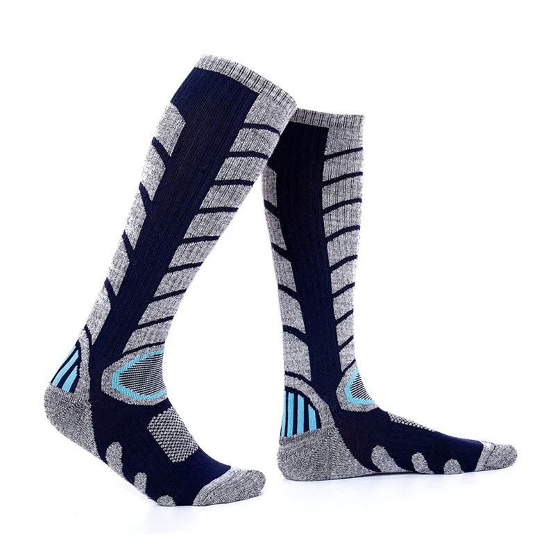 BLUE 39-44 2 пары длинноствольных лыжных носков для мужчин и женщин махровые термо-вентиляционные чулки для активного отдыха, катания на лыжах, пеших прогулок, альпинизма - Цвет: BLUE 39-44