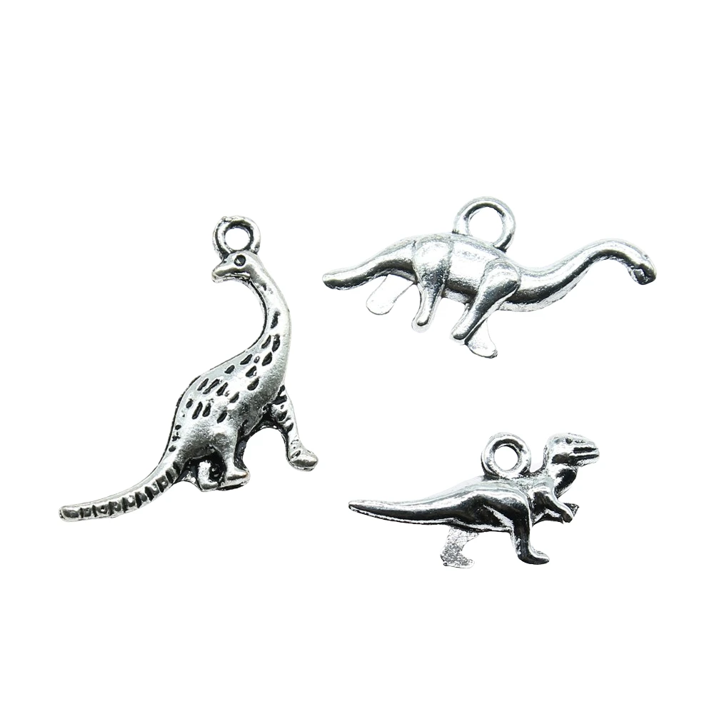 12 шт. / Лот подвески с динозаврами античное серебро для браслетов изготовление