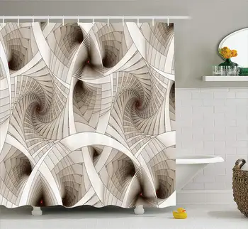 

Fractal Shower Curtain Abstract Digital Futuristic Curved Spirals Sci Fi Stylized Dynamic Motion Illustration Fabric Bathroom