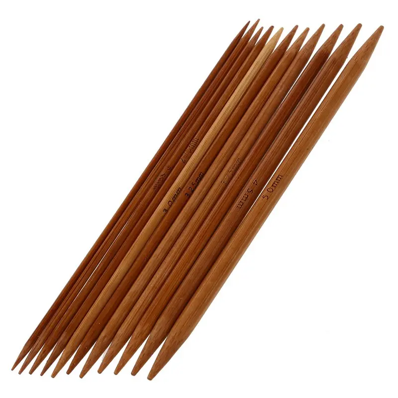 Новые 5 комплектов 11 размеров 5 ''(13 см) двойные остроконечные бамбуковые Наборы для вязания набор игл(2,0 мм-5,0 мм
