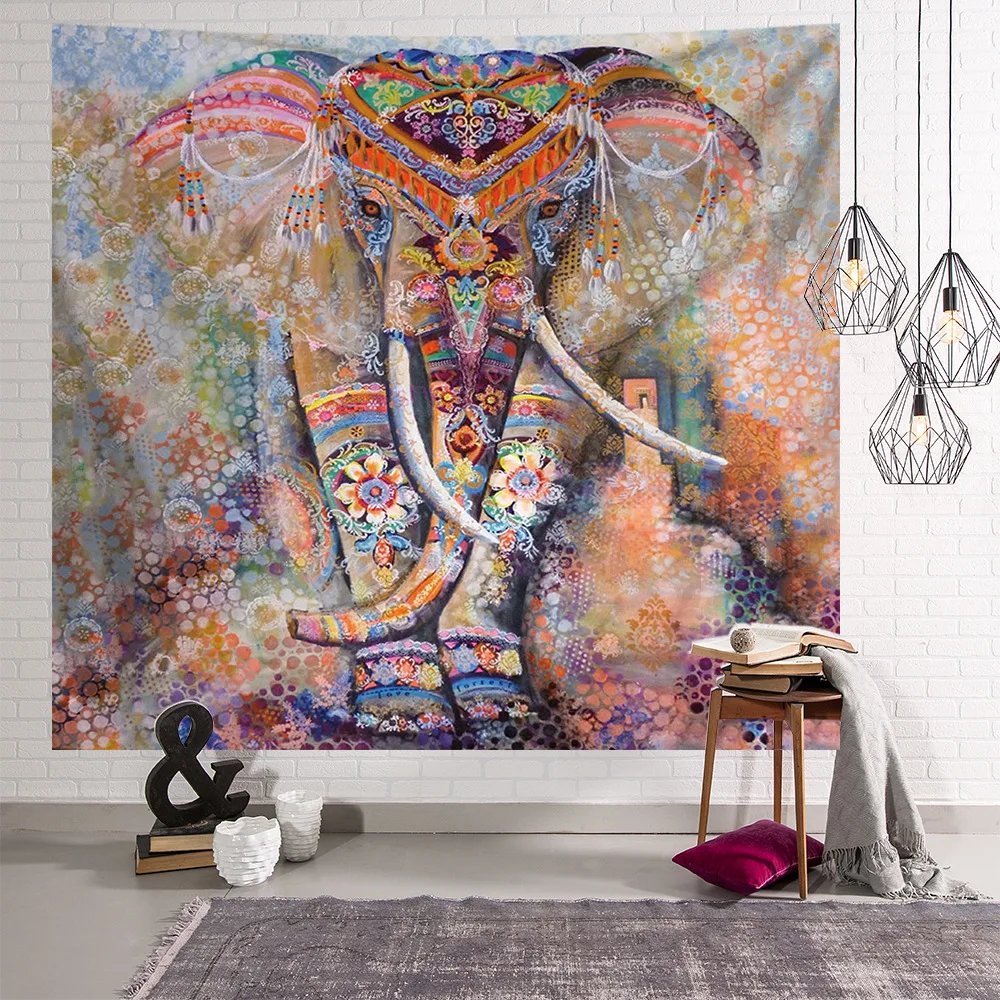 Large 200x150cm Mandala Indian Tai Chi Hippie Bohemian Elephant Decorative Wall Carpet Yoga Mat Home Bedroom Art Carpet