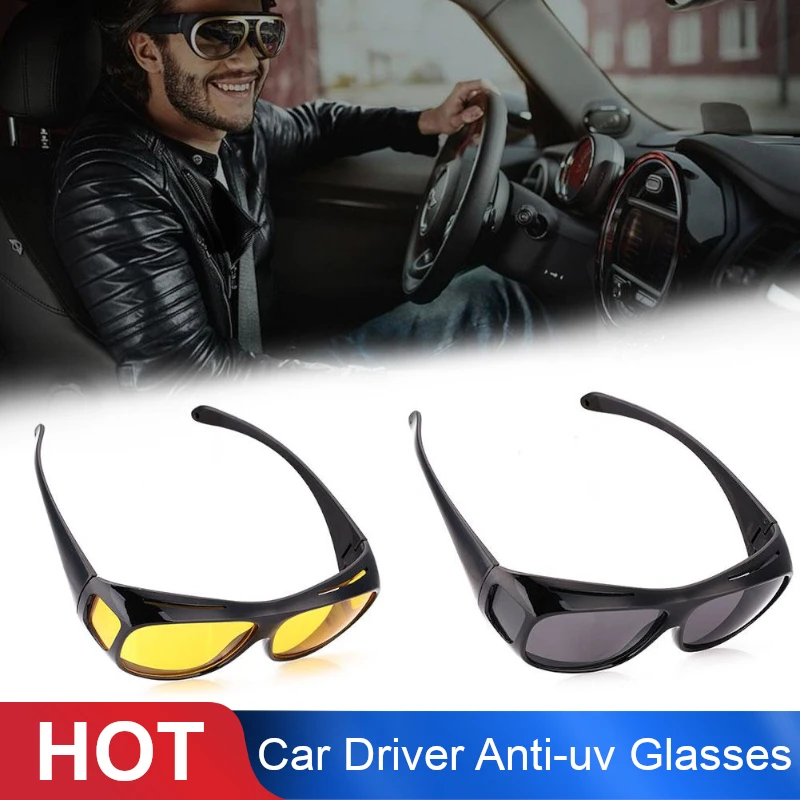 

Driver Goggles HD Yellow Lens Glasses Driving Sunglasses Fashion Anti-UV Night Vision For Driver Men/Women
