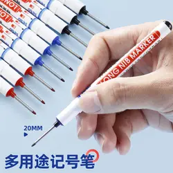 Marqueurs à longue tête pour le travail du bois dans la salle de bain, stylos marqueurs à trous profonds, multi usages, encre rouge/noire/bleue PUO88 