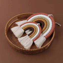 Colgante de pared de arcoíris de macramé, juguete decorativo de colores para decoración del hogar, suministros de fiesta, Baby Shower, guardería, dormitorio, 2022