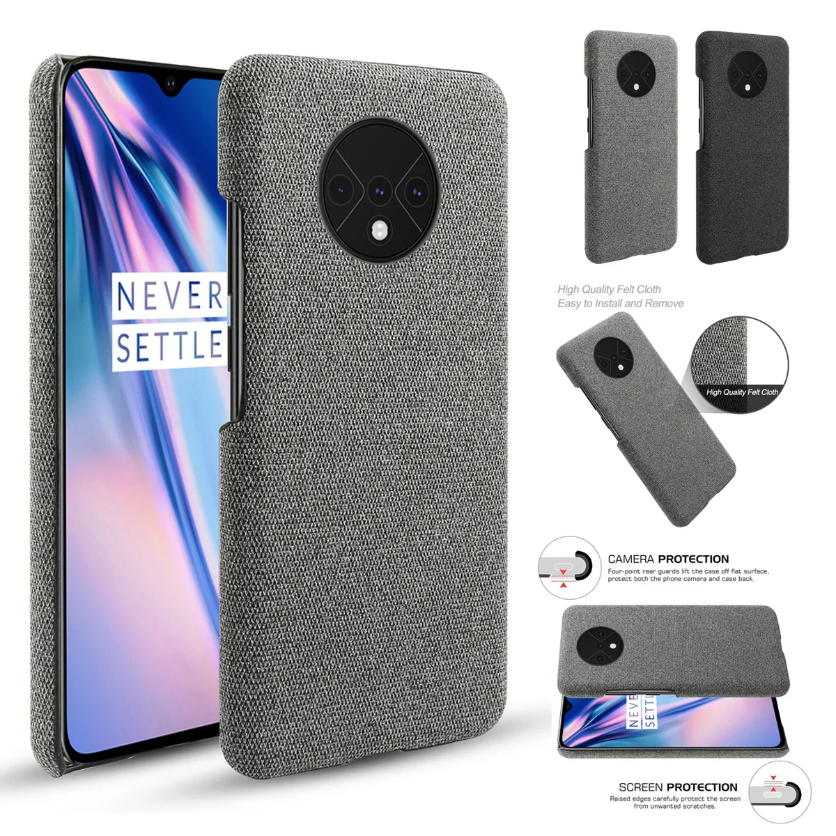 For Oneplus 7T Pro Case Retro Woven Fabric Cloth Anti-scratch Hard PC Slim Cover One Plus 7 Shockproof | Мобильные телефоны и
