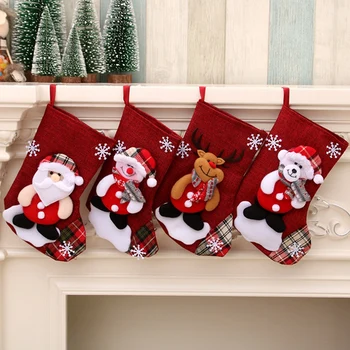 

4Pcs Christmas Stockings Cloth Small Boots Gift Bags Ornaments Party Home Decorations Christmas Children Candy Bag
