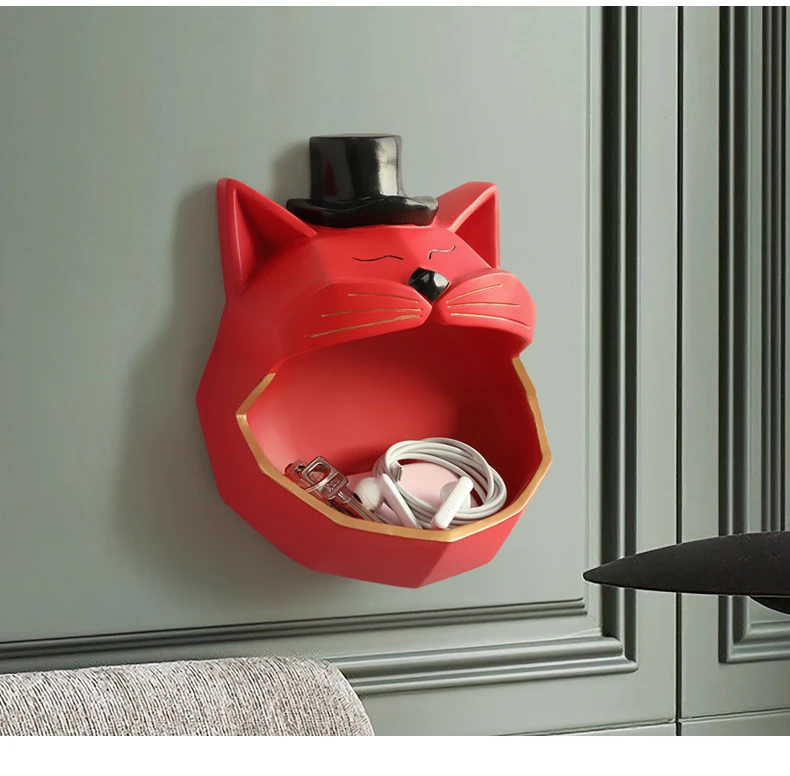 red cat wall decor for keys