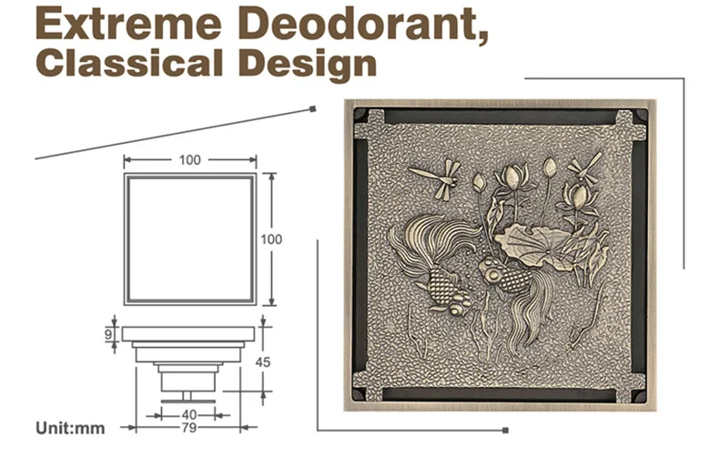 Hideep медь винтажный дренаж для ванной комнаты борьба с вредителями дезодорирующий Бронзовый дренаж для пола напрямую от производителя