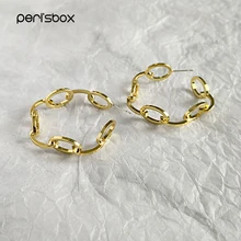 Peri'sBox, модное Золотое кольцо, серьги-гвоздики для женщин, эллипса и линии, геометрические серьги-гвоздики, минималистичные серьги