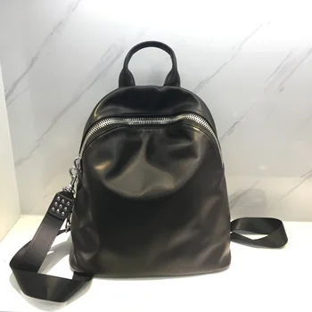 

Kafunila high quality cowhide 100% genuine leather black women travel bags female backpack for girls mochila feminina knapsack