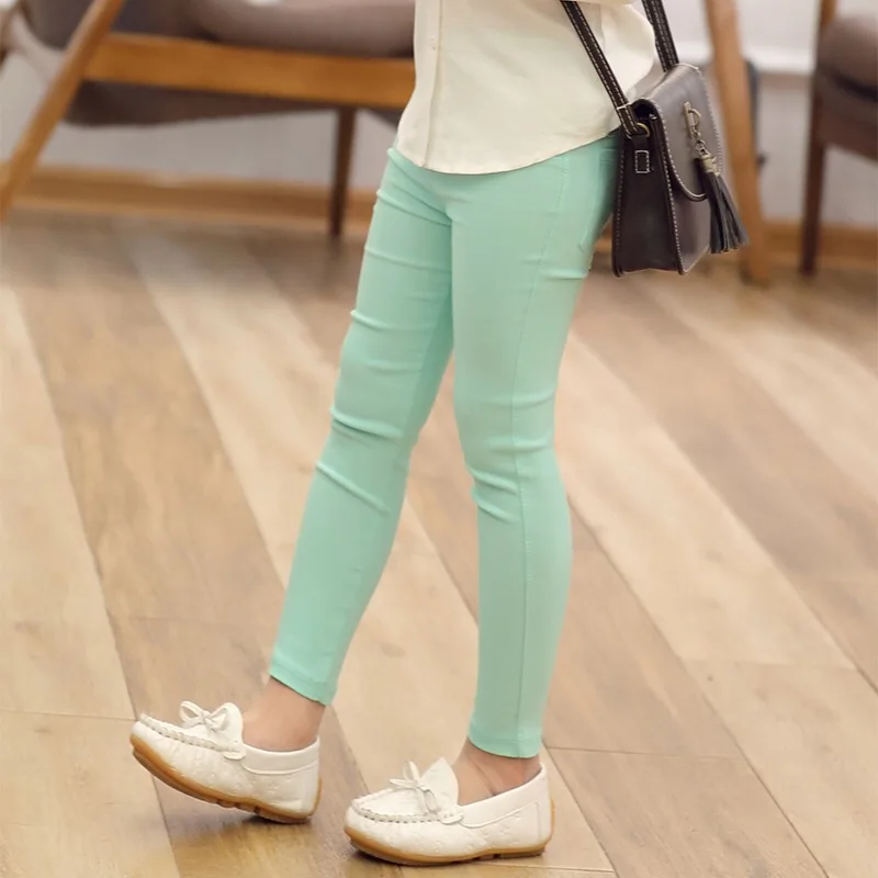 New Girl Leggings Spring autumn Children 's Pencil Pants Skinny Leggings For Girls Candy Color Girl Leggings 2-12 Years