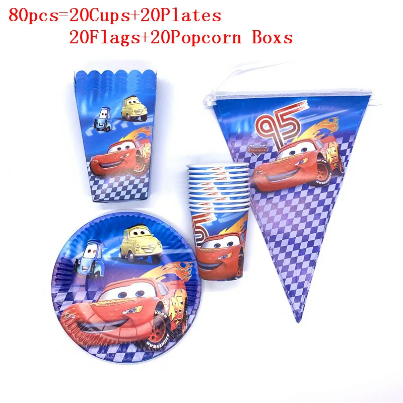 40 шт/80 шт Lightning McQueen одноразовая посуда на день рождения набор одноразовая коробка для посуды Попкорн одноразовые тарелки