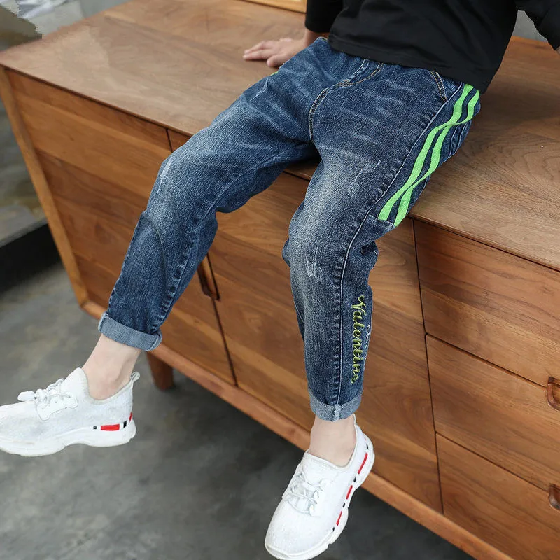 Autumn Casual Trousers Boys Jeans Infantil Bottom Children Denim Kids Clothing Baby Pants Jean Teenager Clothes Boys Pants 3-13T - Цвет: C-