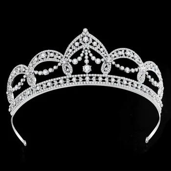 

Luxury Tiaras And Crowns CZ Zirconia Princess Pageant Engagement Headband Wedding Hair Accessories Evening Dress Bridal Jewelry