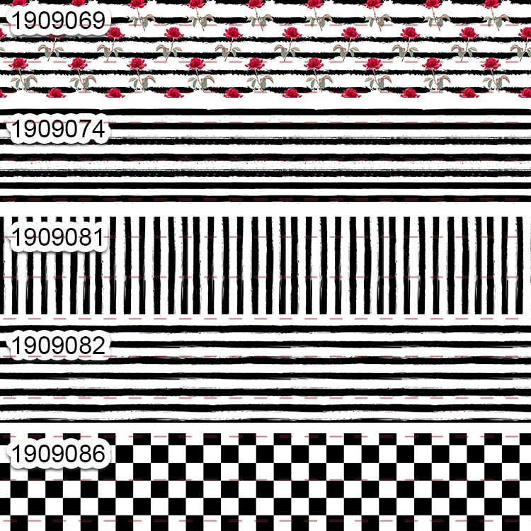 10 ярдов-разные размеры-корсажная лента-черно-белые полосы и квадратные печатные ленты
