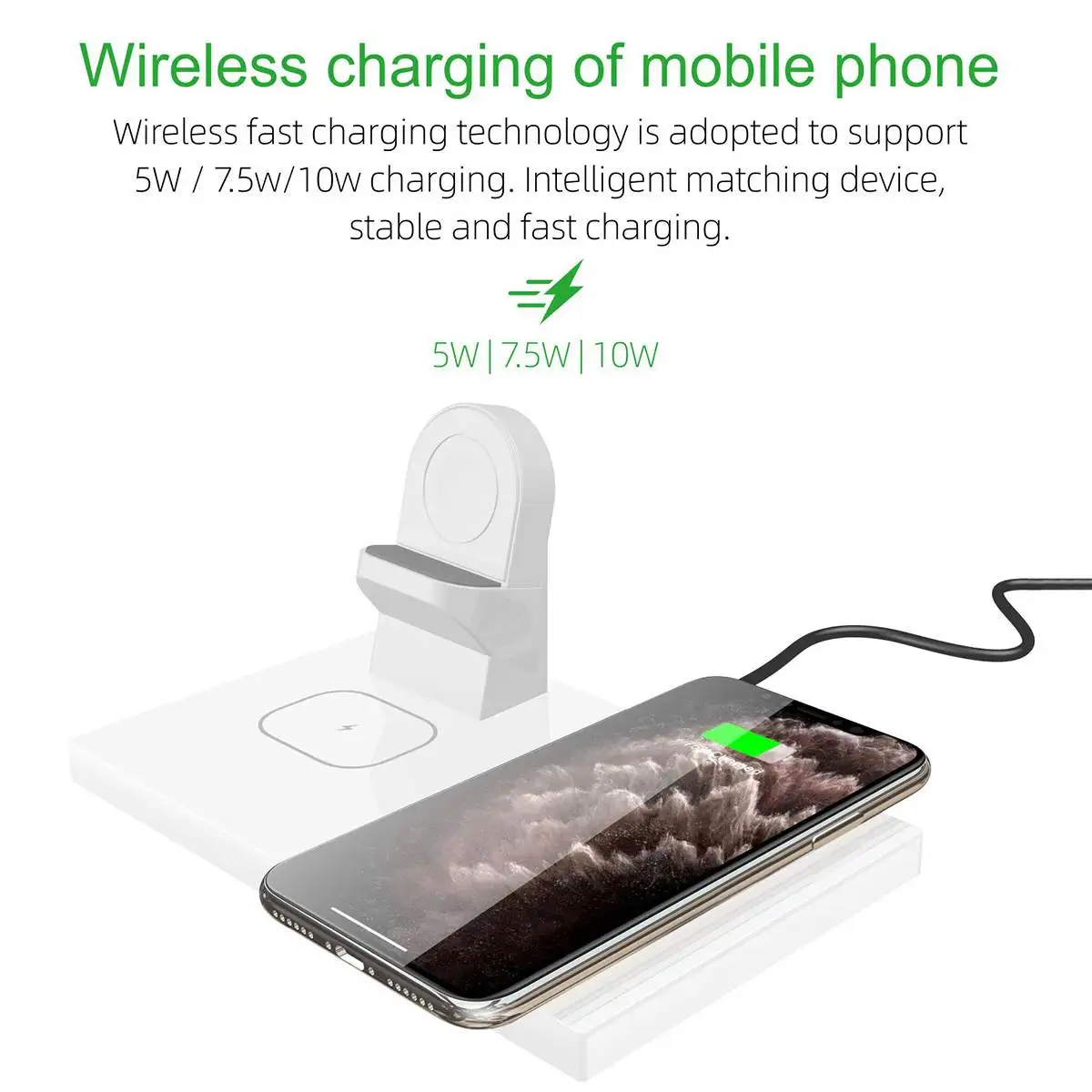 Qi Wireless Charger Dock Station Phone Headphone Headset Fast Charging Stand With Cooling Holes For Apple Watch For Airpods Pro