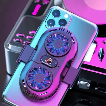 

Sec Mobile Phone Cooler Semiconductor Radiator Cooling Fan Mute Stretchable Game Pad Holder Bracket Double Fan For Smartphone