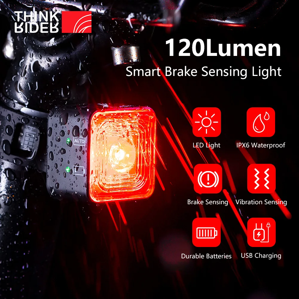 Tanio ThinkRider 120 lumenów rowerów inteligentny czujnik hamowania