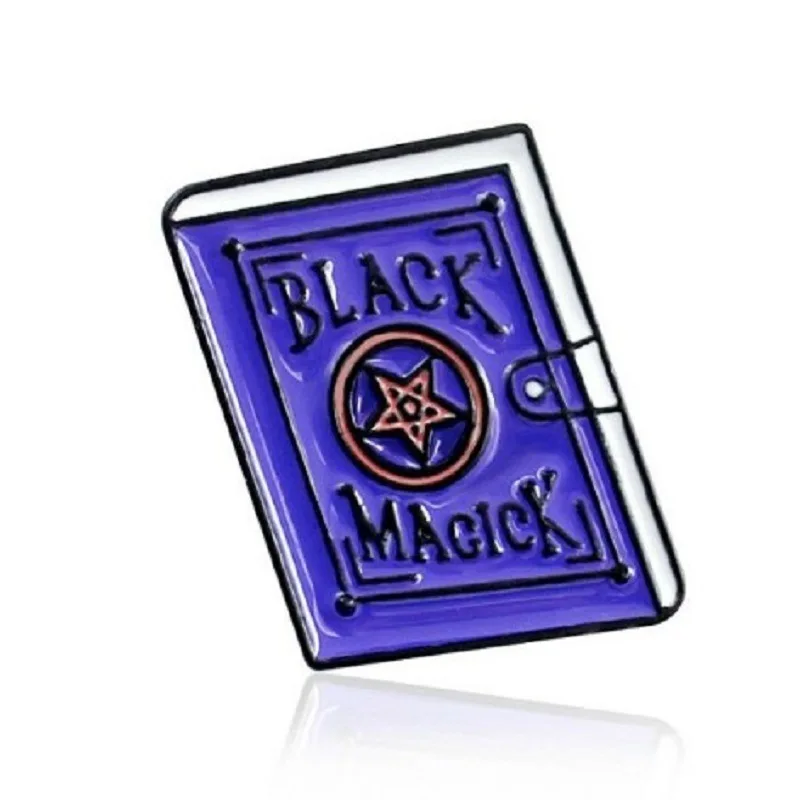 Мультяшный значок фиолетовый черный волшебный книжный Скелет свечи волшебное зелье Броши для женщин креативная эмаль прищепки мешочек для украшений - Окраска металла: 3