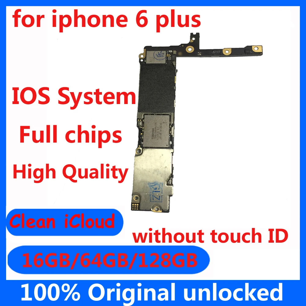

for iphone 6 plus 6p IOS System motherboard 16gb 64gb 128gb clean icloud mainboard without touch ID Top quality logic board