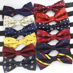 HUISHI Men's Yarn Dyed Bow Tie Business Double Layer Length Adjustable Banquet Activity Stripe Decorative Bow Tie