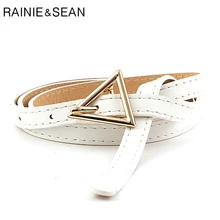 

RAINIE SEAN Waist Belt Thin Triangle Buckle Women Belt White Red Green Khaki Black 2021 New Fashion Belts for Women Strap