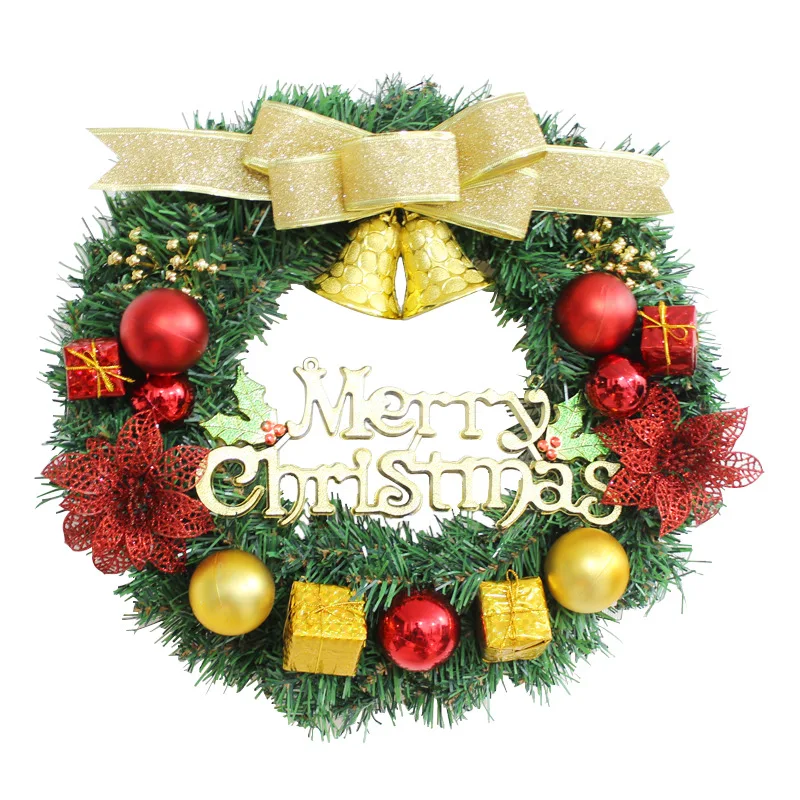 Рождественская гирлянда 30 см Рождественское украшение дверь подвесная гирлянда - Цвет: Bell saffron