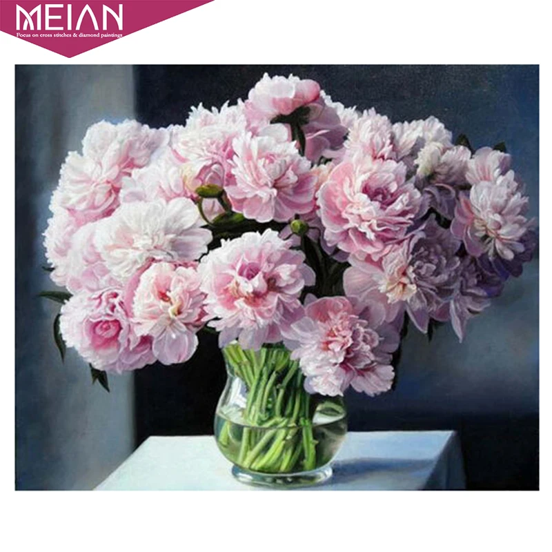 

Meian Full Drill Flowers Diamonds Embroidery Sale DIY 5D Diamond Painting Cross Stitch Kits Daimond Mosaic 2019 Home Decoration