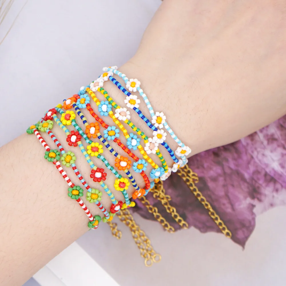 Miyuki Flower Daisy Bracelets For Women Gift Seed Beads Plant Ins