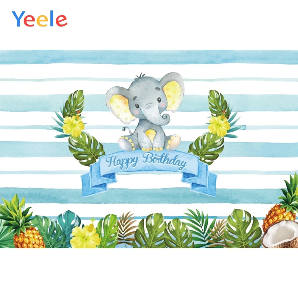 

Yeele Elephant Stripe Tropical Palm Leaves Baby Birthday Party Photography Backgrounds Photographic Backdrops For Photo Studio