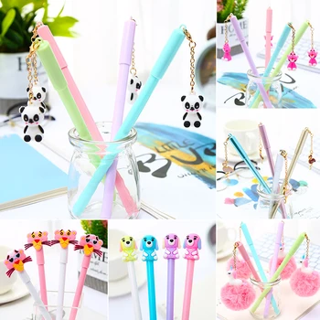 

Colored Pack Novelty Cute Pink Panther Panda Gel Pens Kawaii Dog Cactus Rat Fluffy Unicorn Christmas Gift Stationary Kawai Set