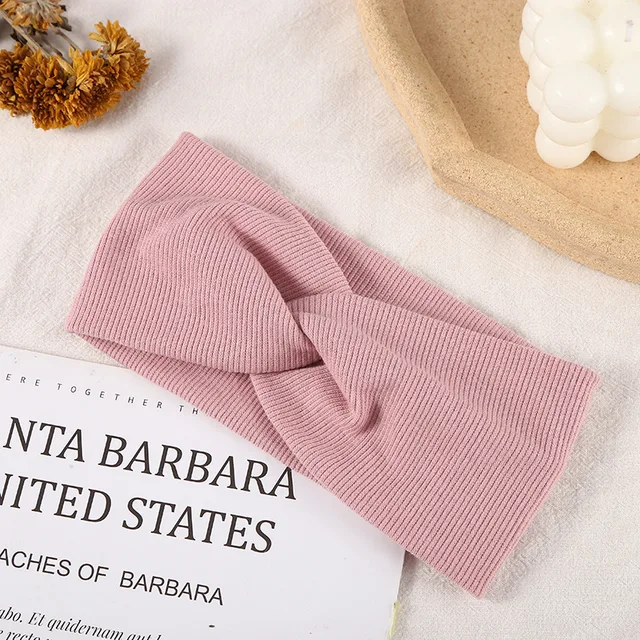 Woolen Cross  Top Knot Elastic Hair Bands For Women Soft Solid Color Turban Headbands Women Girls Hair Accessories 2021 B
