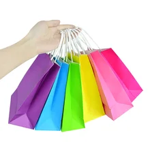 

6Pcs/Lot Colorful Kraft Paper Gift Bag With Handles Christmas Wedding Birthday Party Supplies Candy Favor Bag Shopping Loot Bags