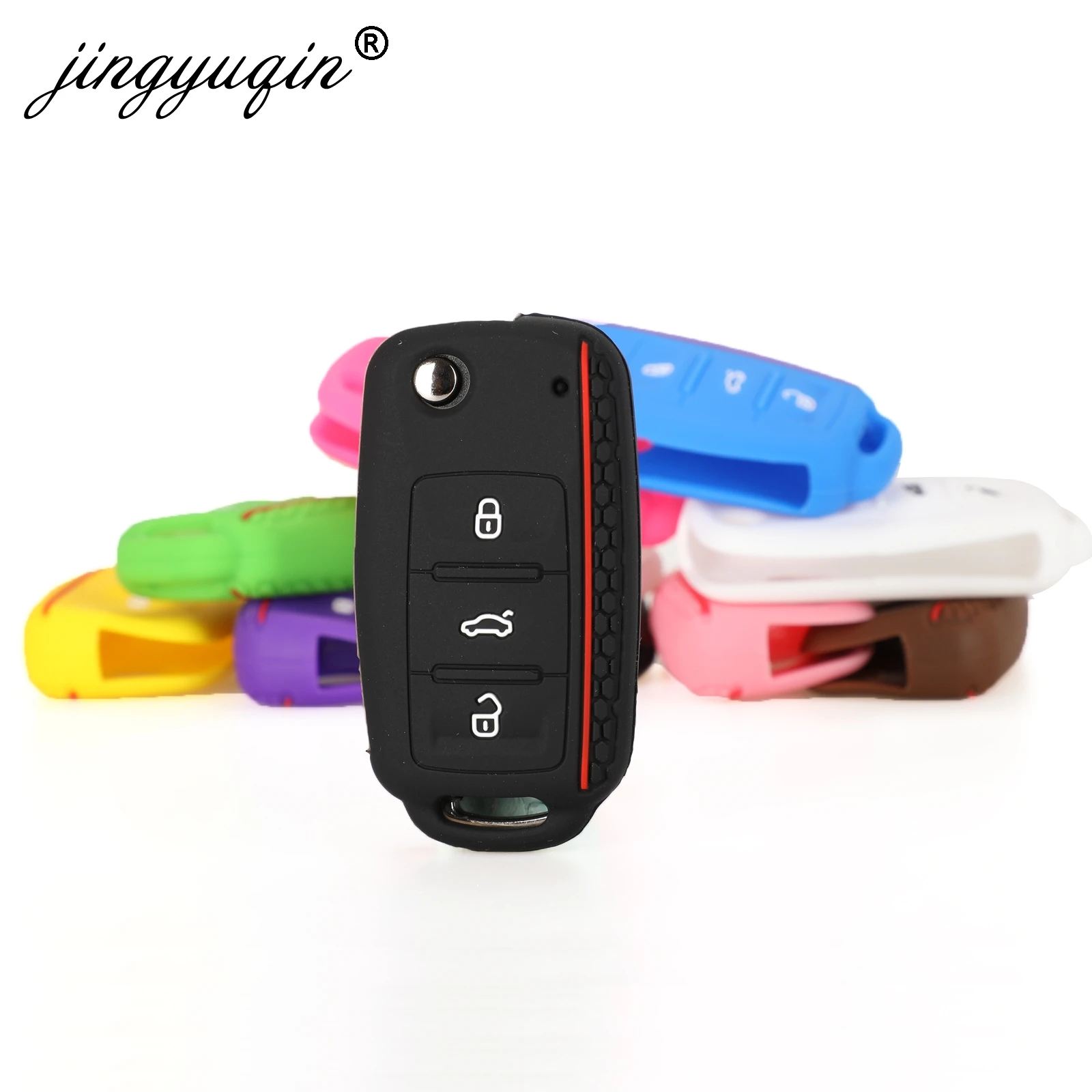 Jingyuqin 30X чехол для автомобильного ключа, чехол для VW Bora POLO GOLF Passat, силиконовый чехол для ключей, 3 кнопки дистанционного управления, автомобильный стиль