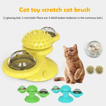 

Pet Toys Turntable Puzzle Catnip Glowing Ball Interactive Rotatable Windmill Training Kitten Cat Toy Cats Play Game Pet Products