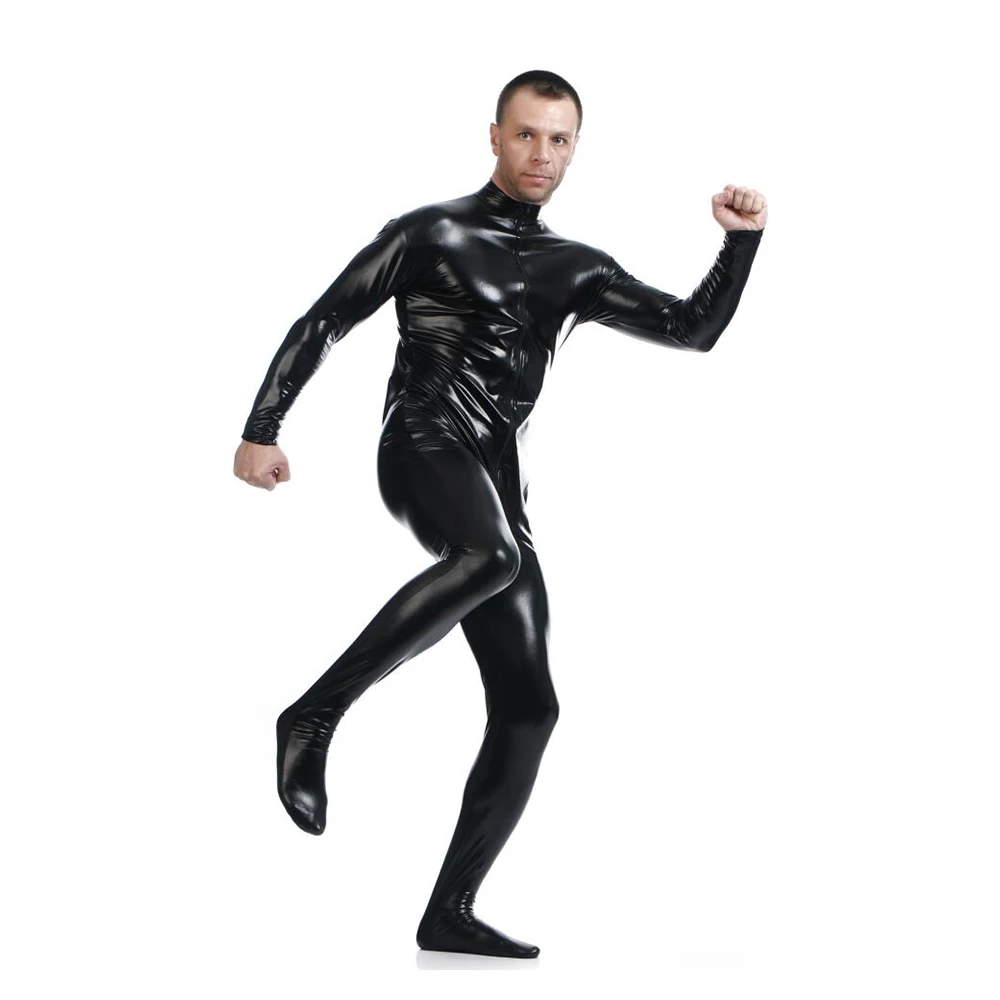Cosplay&ware Customize Exotic Zentai Suit Womens Unitard Turtleneck Catsuits Metallic Footed Zipper Bodysuit Dancewear Hoodless -Zentai shop online H13d864437ef84c9e852874834c917cdab.jpg