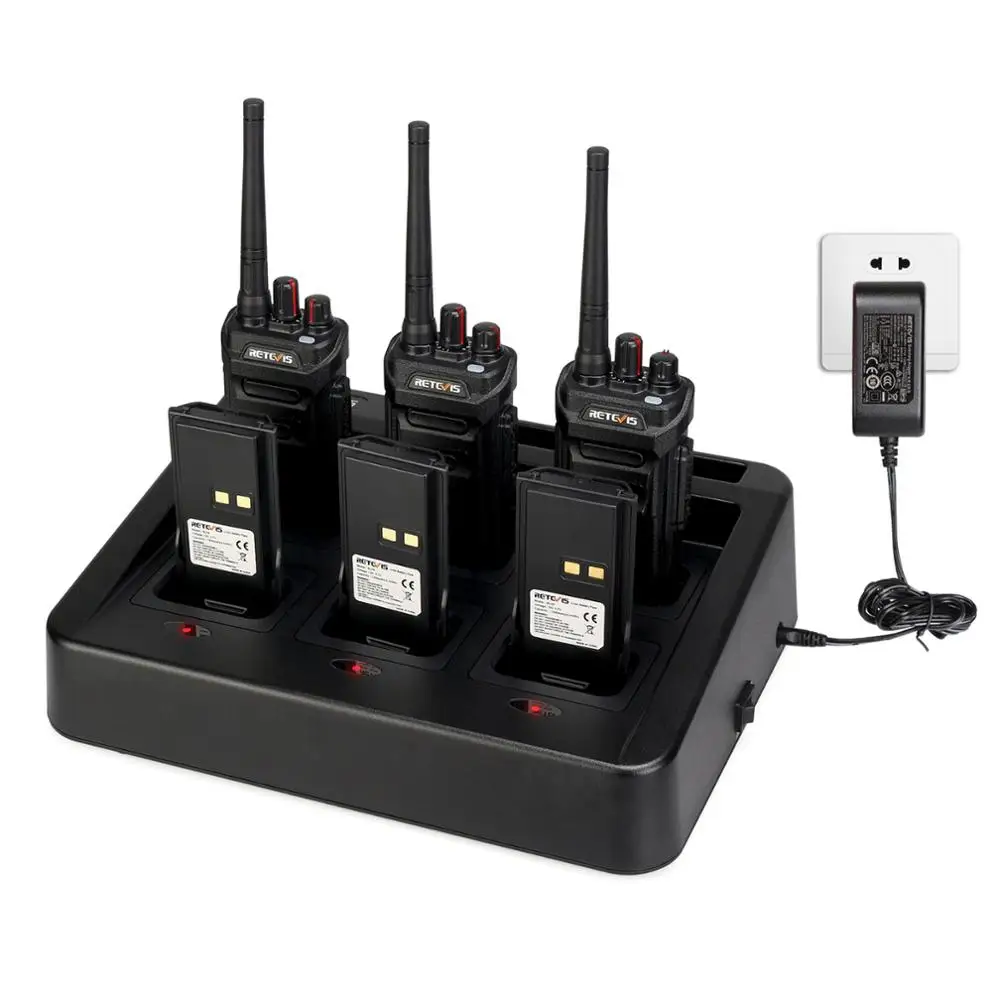 Retevis Walkie Talkie Six-Way Charger Multi Unit Charger for RT648 RT48 Two Way Radio Battery Charger Commercial Use Charger