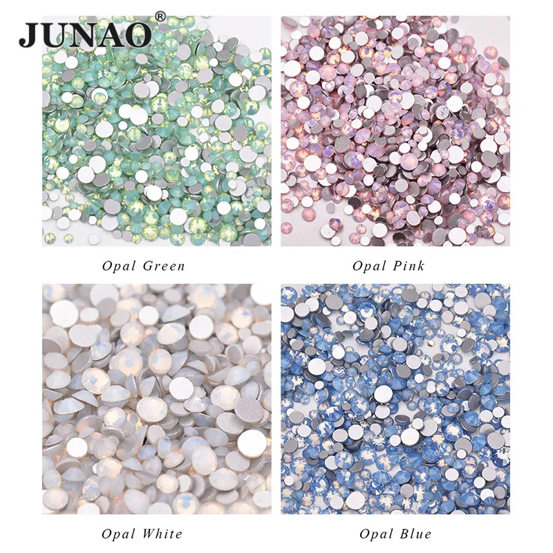 JUNAO микс Размер (SS6 SS16) Красочные опаловые стеклянные стразы для ногтей наклейки