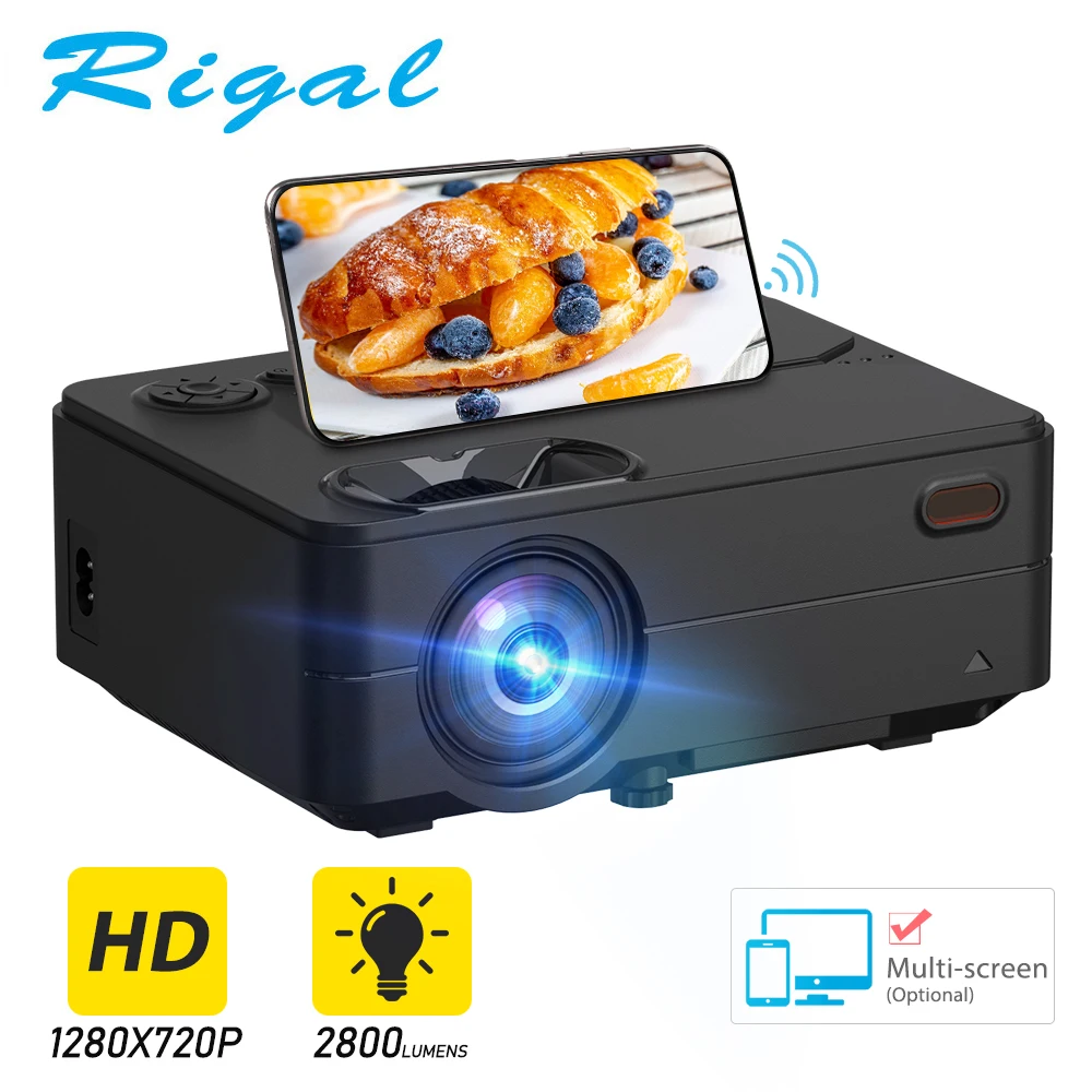 Мини проектор Rigal RD813 1280x 720PLED WiFi мультиэкранный 3D с поддержкой HD 1080P портативный