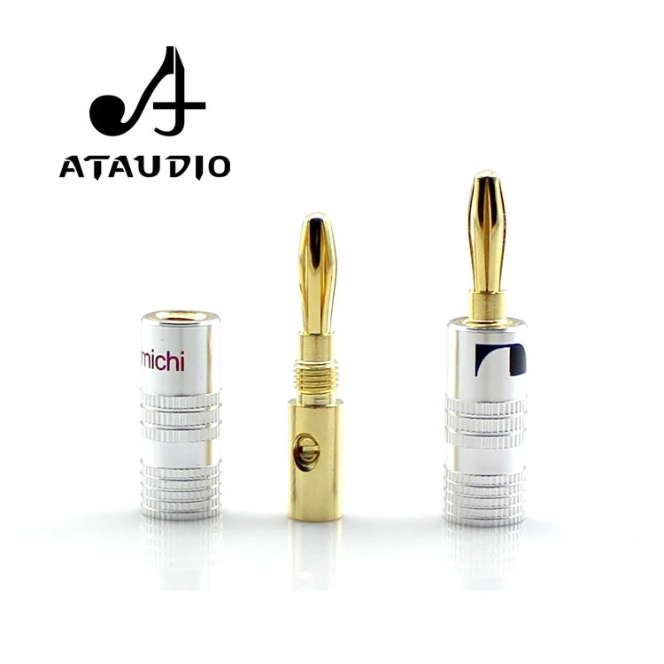 ATAUDIO 4 шт. Hifi Nakamichi Банановый штекер высококачественный позолоченный 24K