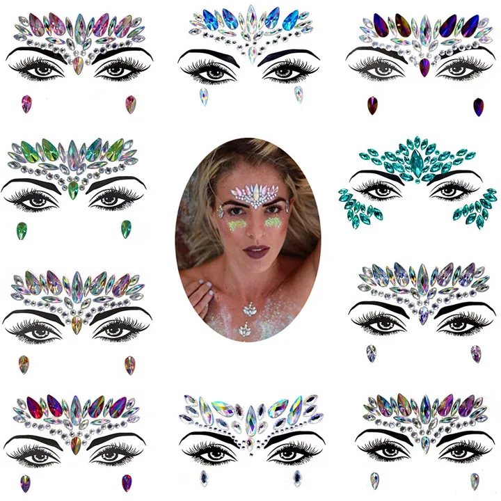 5  Eyebrow Eye Face Adhesive Acrylic Resin Drill Diamond Face Stick Sticker Handicrafts Rhinestone DIY Phone Case Jewelry Sticker