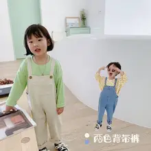 Стиль, джинсовые комбинезоны для мальчиков и девочек, весенние модные детские джинсовые штаны, От 1 до 6 лет, HJ698