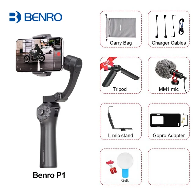 Розовый Benro P1/p1s 3 оси ручной карданный смартфон стабилизатор для iPhone X huawei P20 samsung Gopro PK Snoppa Atom DJI OSMO Mobile 2 - Цвет: Розовый