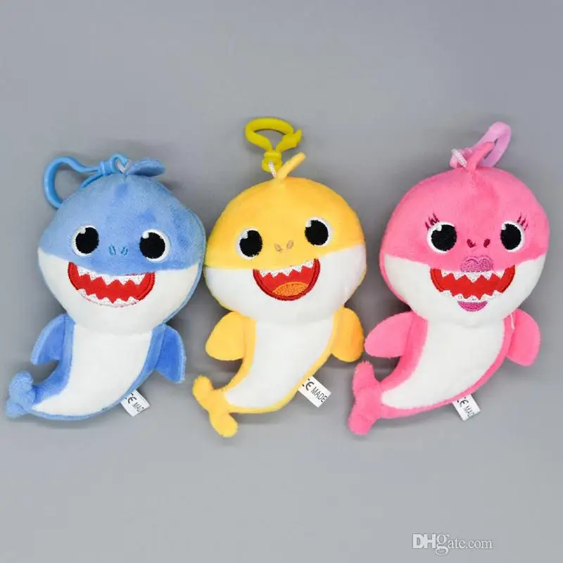 

13cm Baby shark Stuffed plush dolls pendant 2019 New Small size sharks Action Figure Keychain Toys Kids Christmas Party Gifts X