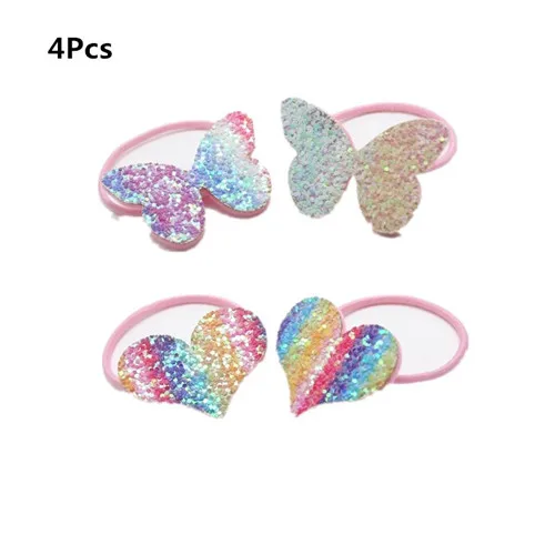 2-4pcs 4 шт., новинка, резинки для волос с изображением Микки Мауса для девочек, радужная Корона, эластичные резинки для волос, аксессуары для волос с сердцем, модный подарок на день рождения - Цвет: 2-4pcs