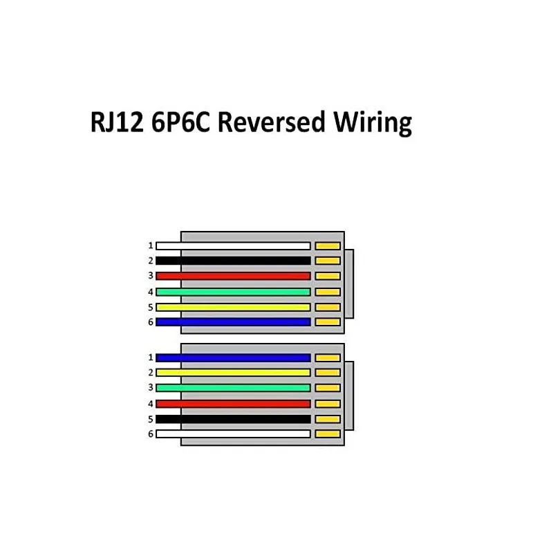 RJ11 RJ12 6P6C Data Cable - Male to Male Modular Voice Extension Cord with Straight Reverse Wiring Pinout for Telephone Handsets Description Image.This Product Can Be Found With The Tag Names Computer Cables Connecting, Computer Peripherals, Data cord, PC Hardware Cables Adapters