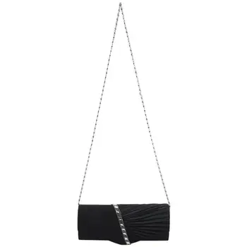 

Ladies Diamond Ruffle Party Prom Bridal Evening Envelope Clutch Bag, LY6682 Black