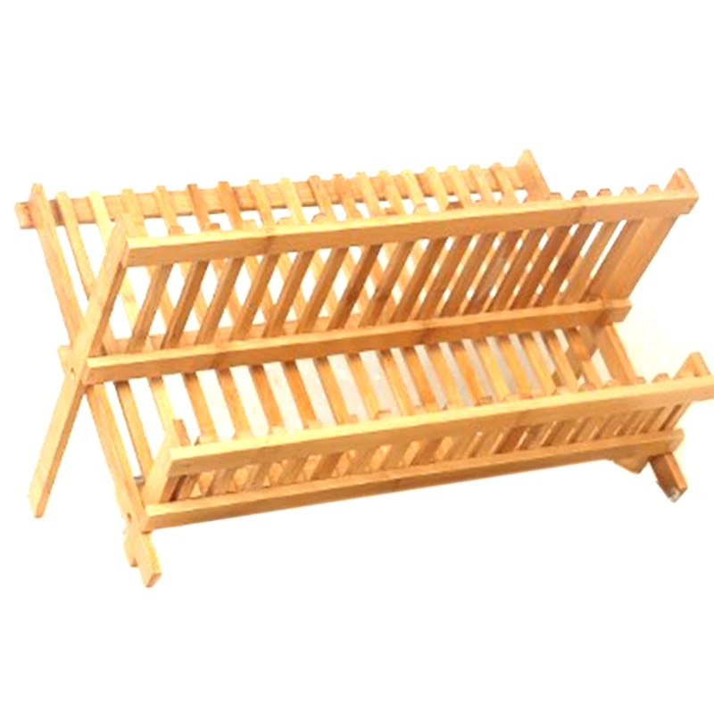 

20 Grid Folding Bamboo Dish Rack Drying Rack Holder Utensil Drainer Plate Storage Holder Plate Wooden Flatware Dish Rack