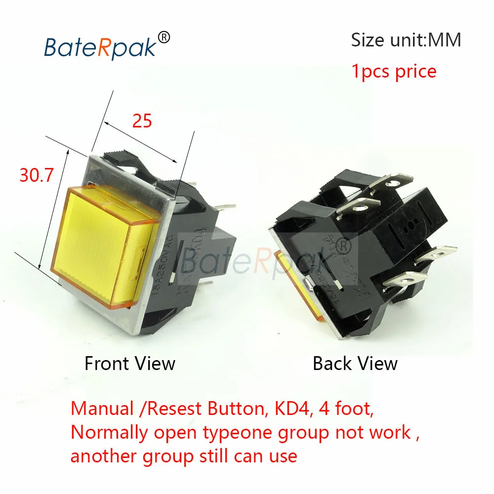 BateRpak красная/желтая/Зеленая кнопка полуавтоматическая обвязочная машина части, Комплектная машина переключатель кнопки части, цена 1 шт - Цвет: Yellow Button 1pcs