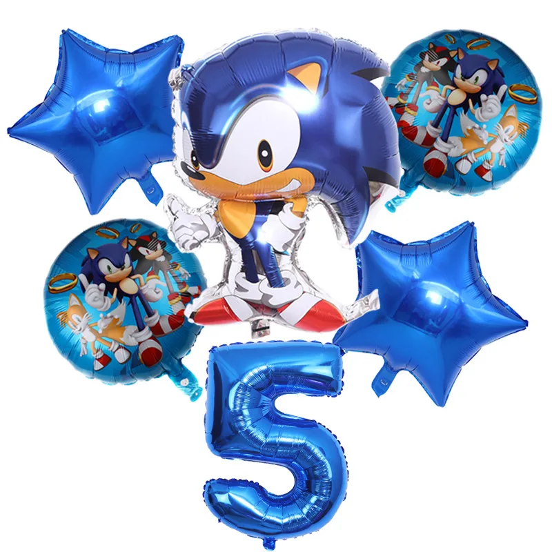 6 шт./лот Sega Sonic The Hedgehog вечерние воздушные шары супер герой номер фольга для детей